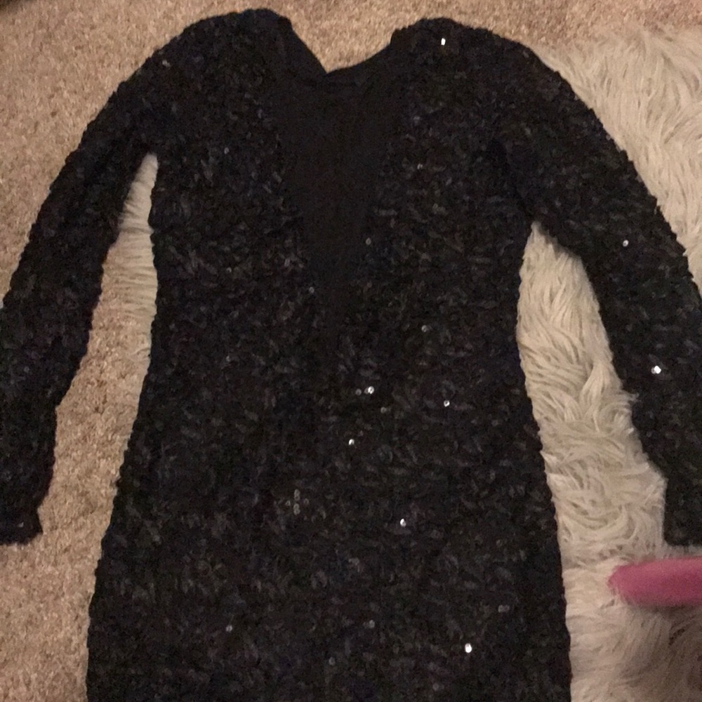 Black mini sequin dress
